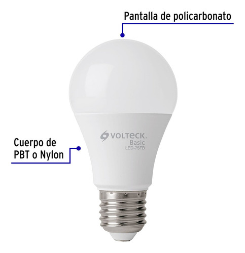 Lámpara Led A19 10w Luz Día Volteck 4 Pzas Caja 28006