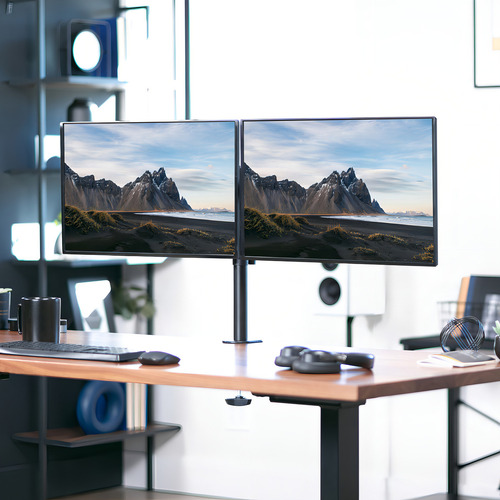 VIVO Soporte de montaje en escritorio para monitor Dual LCD LED de 13 a 30 pulgadas, resistente, totalmente ajustable, se adapta a 2 pantallas, STAND-V002
