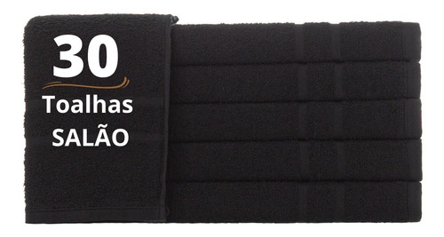 Kit 30 - Toalhas De Rosto Para Salão - Preta - Atacado