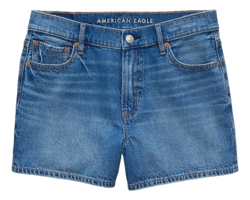 Short Cintura Super Alta Relajado Strigid Denim Med Tinted