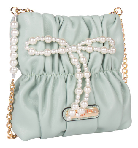 Bolsa De Fiesta Luana Nicole Lee Con Cadena Y Perlas Fw22 Color Menta