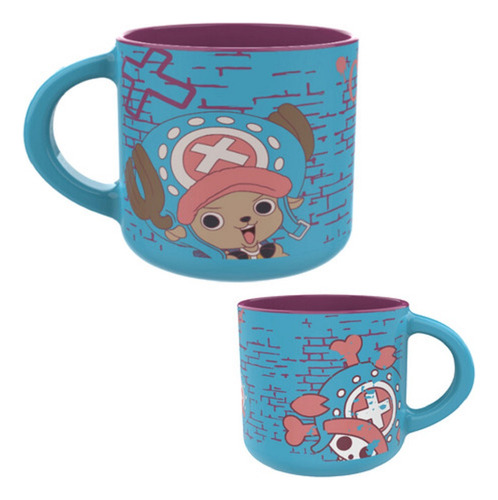 Caneca Cerâmica Tony Chopper One Piece Toei 410ml Cor Azul-celeste
