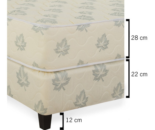 Sommier 2 Plazas Somier Resorte Resortes 28cm Altura Colchon