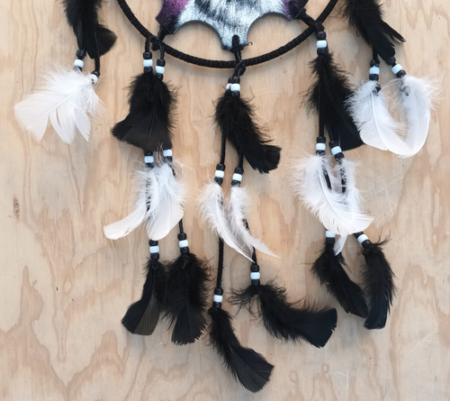 Atrapasueños Lobo Con Espíritu De India En Piel 24x45cm (#5)