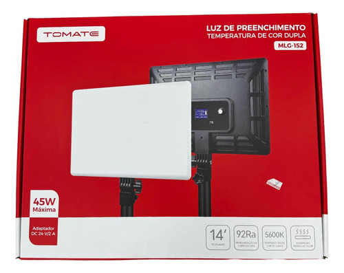 Refletor Luz De Preenchimento 45w Cor Dupla MLG-152 - Tomate Carcaça Preto Luz Branco-neutro 110v/220v