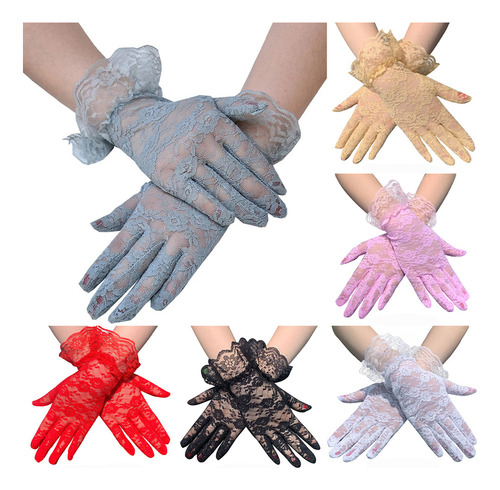 Anriy Guantes De Encaje Elegantes For Mujer, Guantes De