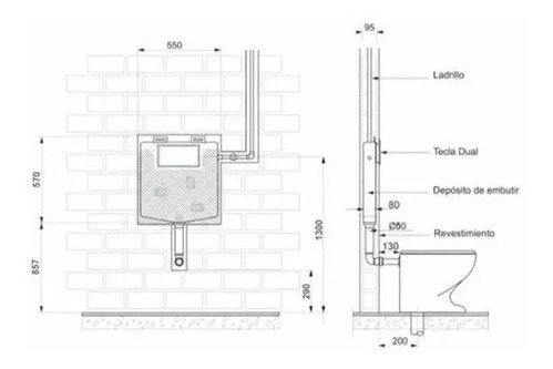 Imagen 4 de 8 de Depósito Embutir Ideal Suma Dual Doble Descarga Cromada