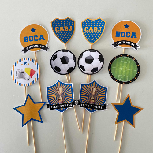 Topper Cupcake Muffins Boca Juniors X12u - Pinchos