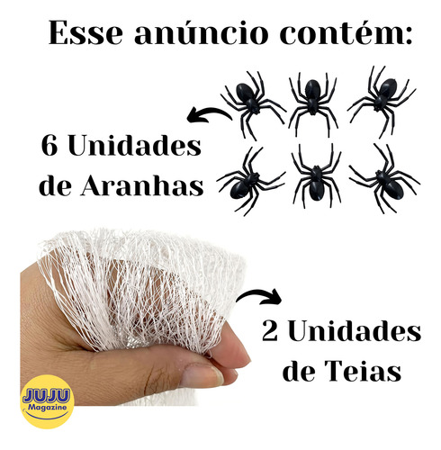 Super Teia Com 2m E 6 Aranhas Decoração Para Festa Halloween