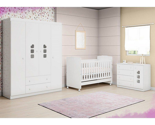 Jogo De Quarto Infantil Isabele 100% Mdf Berço Mini Cama