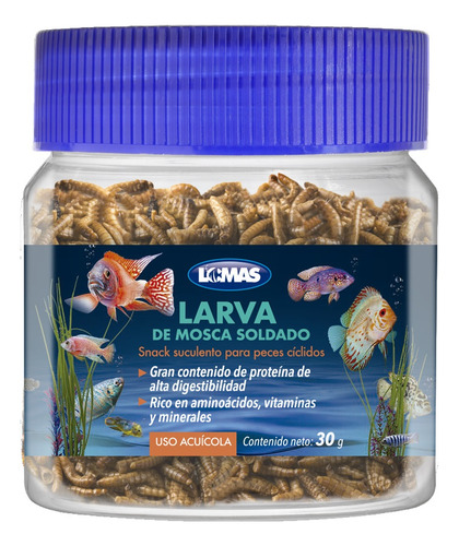 Snack Larva D/ Mosca Soldado P/ Peces Cíclidos 30g Lomas