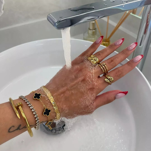 Pulseira Trevo Ônix Cornalina Madre Pérola Malaquita 4 Pças