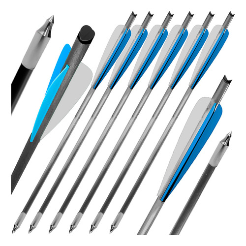 04 Setas Flechas Venom 8mm Carbono Balestras Bestas A29 (x) Azul