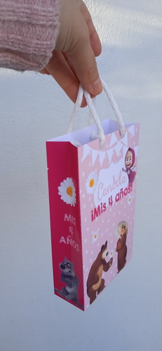 Imagen 2 de 2 de 10 Bolsitas Sorpresitas En Papel Fotográfico Masha Y El Oso