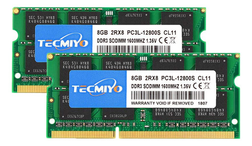 Tecmiyo Ram Kit De 16 Gb (2 X 8 Gb) Ddr3l-1600 Sodimm (pc3-1