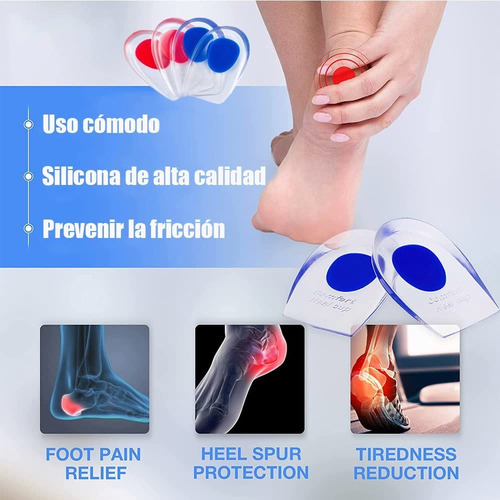 Imagen 9 de 10 de 2 Pares Plantillas Ortopedicas Taloneras Silicona Fascitis