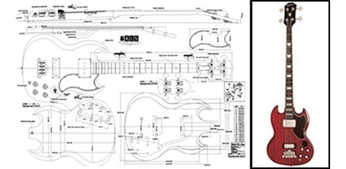 Plan De Eb-3 Sg-style Bass - Impresión A Escala Completa Color Marrón