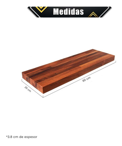 Imagen 4 de 10 de Repisa Flotante Madera Solida Parota Huanacaxtle 60x20 Cm