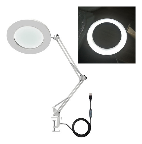 Lupa De 10 Aumentos Con Luz Led, Brillo De Brazo Flexible