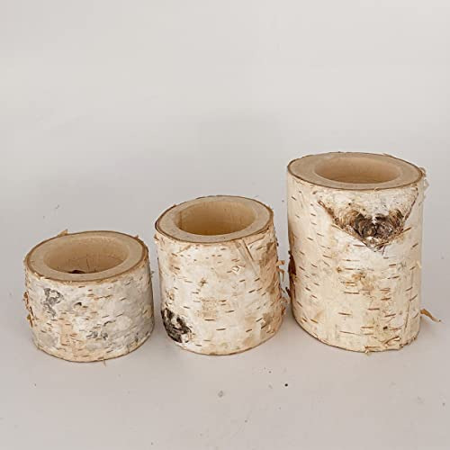 Portavelas De Madera De Abedul Rústico Bodas, Decoraci...