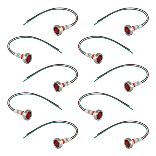 10x Lâmpada Sinaleiro Olho De Boi Xd10-7 / 24v - Vermelho