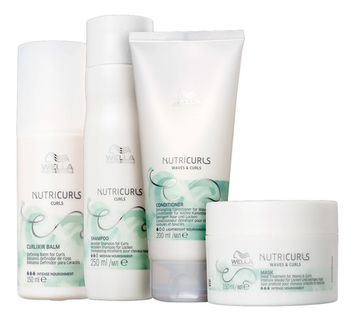 Wella Nutricurls Kit Shampoo + Condic + Másc + Curlixir