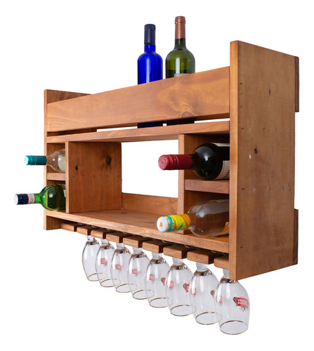 Bodega Vino Cava 6 Vinos 8 Copa Colgar Copero Rustico Madera