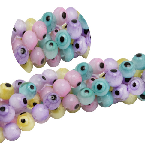 Ojo Turco 6mm 1 Tira Cristal Redondo Plano Bisuteria Mix Pastel 40 Cm 6 Mm