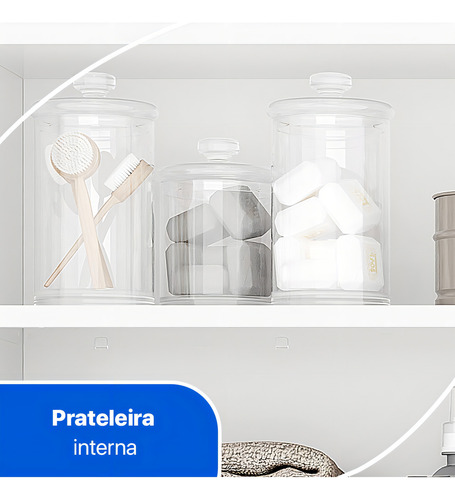 Conjunto Armário Multiuso Para Lavanderia Duo 3 Peças Cor Branco