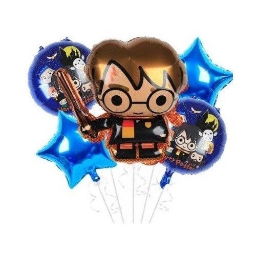 Set 5 Globos Metalizado Harry Potter Feliz Cumple