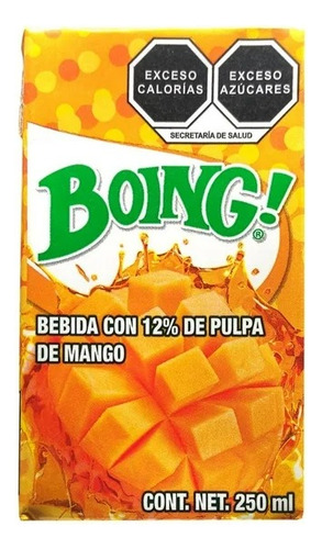 3 Pza Bebida Boing Con 12% Pulpa De Mango 250 Ml