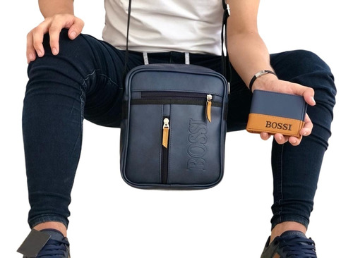 Combo Bolso Carriel Manos Libres Con Billetera Para Hombre