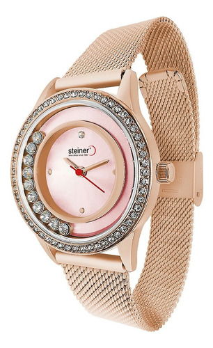 Reloj De Mujer Giratorio Steiner Manecillas Delgadas 32 Mm Correa Oro rosa Bisel Oro rosa Fondo Oro rosa