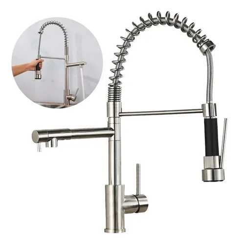 Torneira De Cozinha Gourmet Inox Cromado Extensiva Mono Comando Com Misturador Mixx Imports