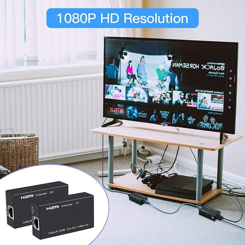 Extensor Video Audio Digital 60mts Hdmi Cable Red Utp Rj45