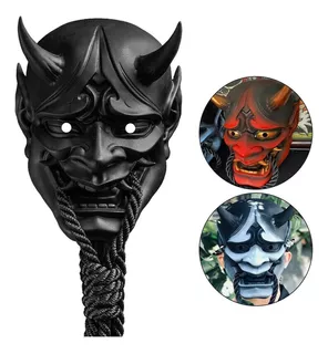 Oh Kabuki Demon Oni Samurai Máscara Facial Vermelho Preto A