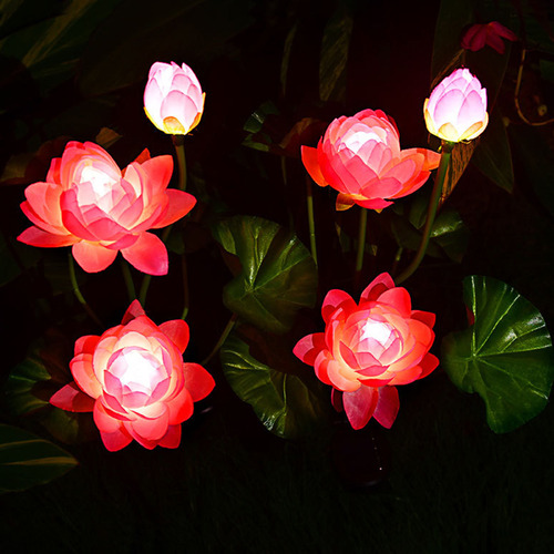 Luces Solares Con Flores Lampara Decoración Jardín Patio Rosa