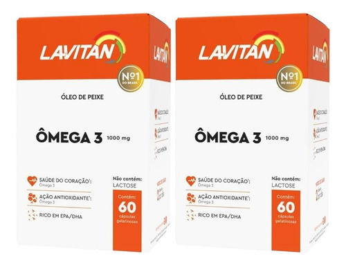 Kit Lavitan Ômega 3 1000mg Com 2un De 60 Cápsulas Cada