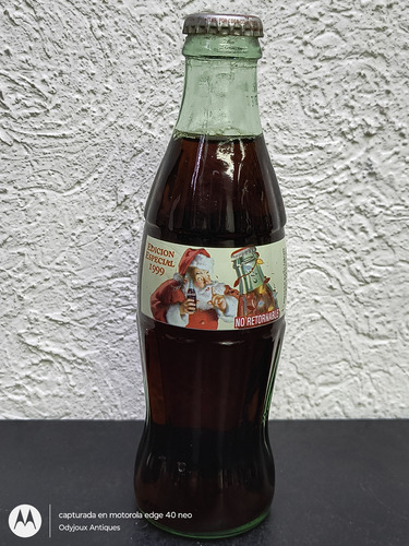 Botella Coca Cola Navidad 1999 Santa Serigrafia 237ml Llena (Usado)