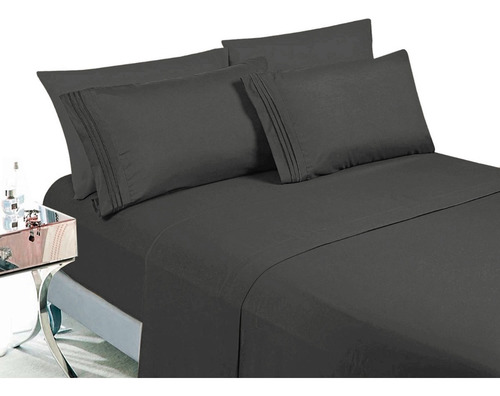 Royal Quality Juego De Sabanas King Size Perla Gris Liso