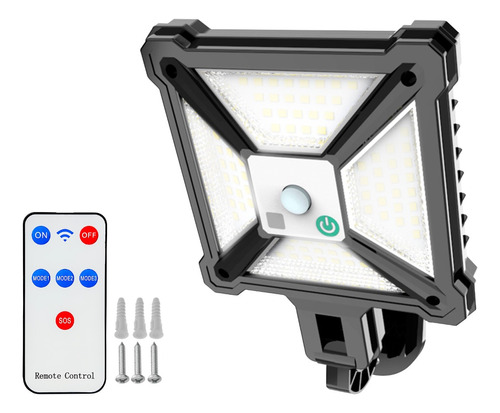 Panel Reflector Solar 88 Led Sensor Movimiento 5 Funciones Carcasa Negro Luz Blanco frío