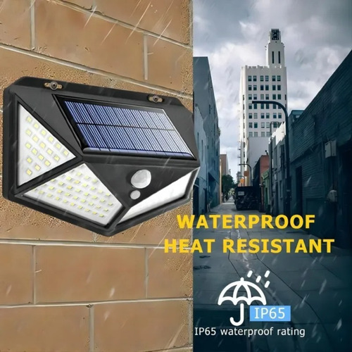 4pc Luz Solar Parede 100 Led Sensor Presença