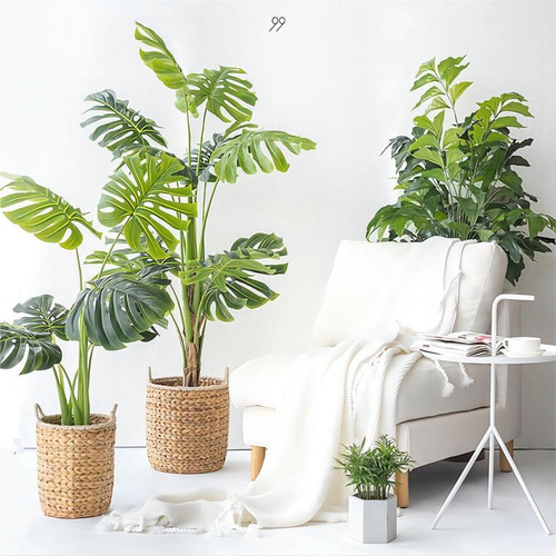 Planta Artificial Monstera, 18 Hojas, Decoración Con Maceta,