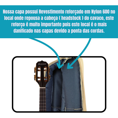 Capa Bag Mochila P/ Cavaquinho Super Luxo Acolchoada Mochila