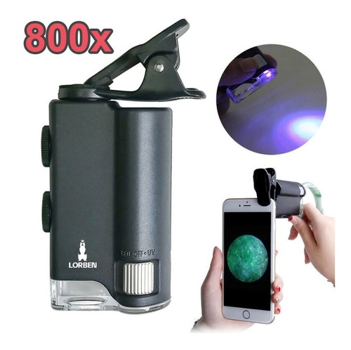 Imagem 2 de 10 de Microscopio Portatil Lupa Celular Zoom 800x Luz Uv E Branca