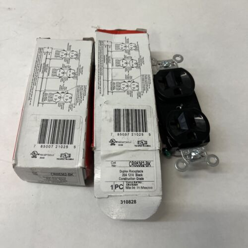 Legrand Crb5362-bk Duplex Receptacle, 125v, Black, Const Ccm