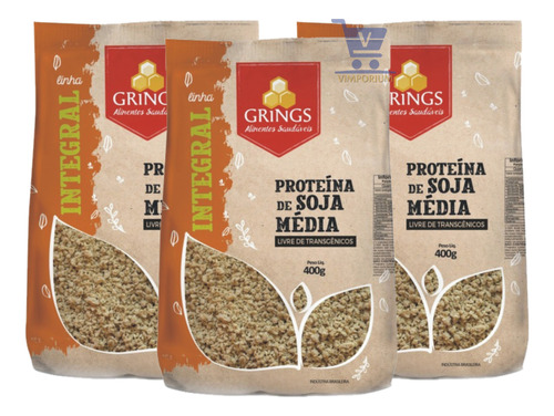 3 Proteínas De Soja Média Clara 400g Livre De Transgênicos