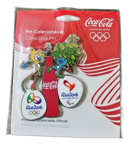 Pin Oficial Olimpiadas Rio 2016 Coca Cola Mascotes Novo
