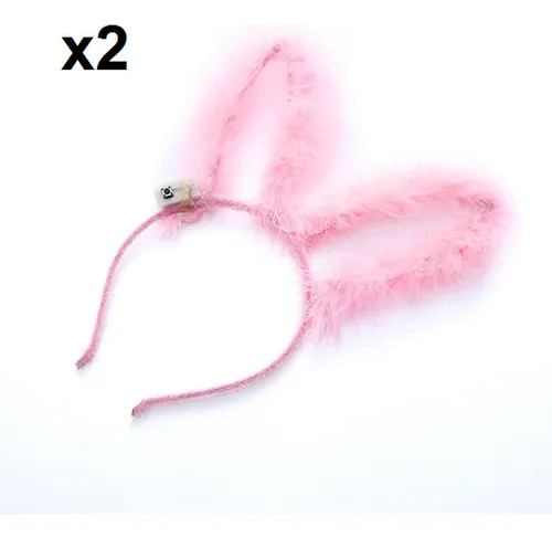 comprar Cintillo Diadema Oreja Conejo Plumas Luz Led Fiesta Mujer 