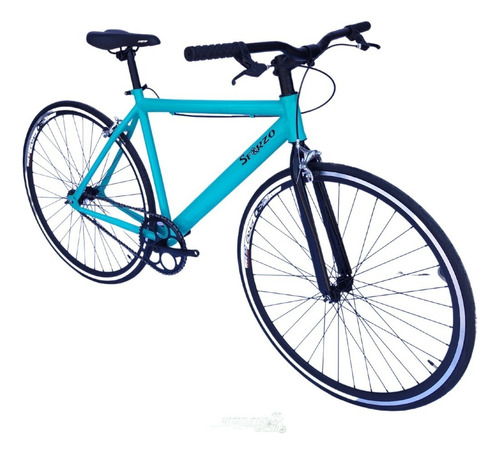 Bicicleta Urbana/fixed Rin 700 Manubrio Recto - Agua Marina Color Celeste Tamaño Del Marco 53 Cm